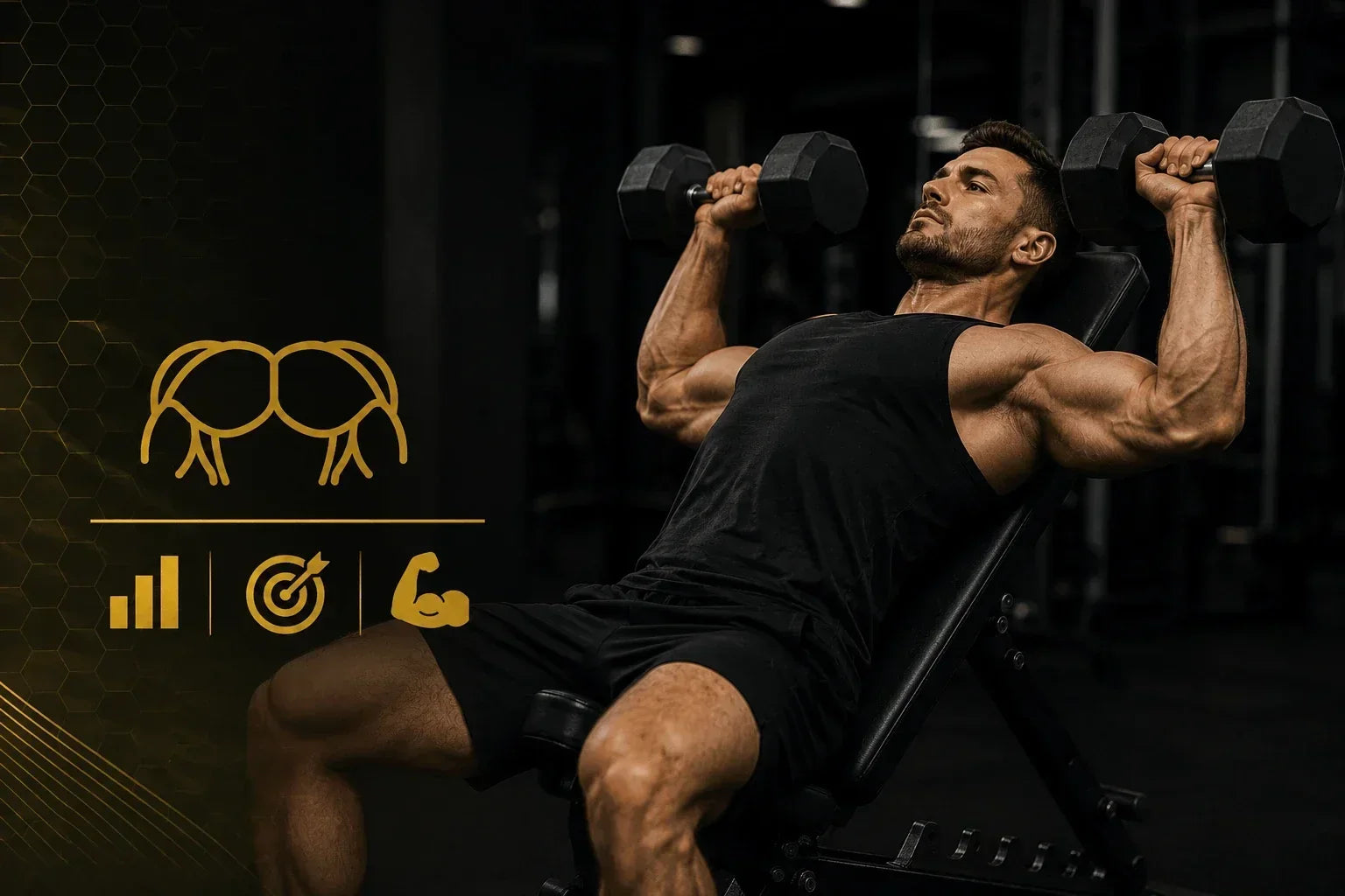 Man performing an incline dumbbell press, one of the best chest exercises for hypertrophy